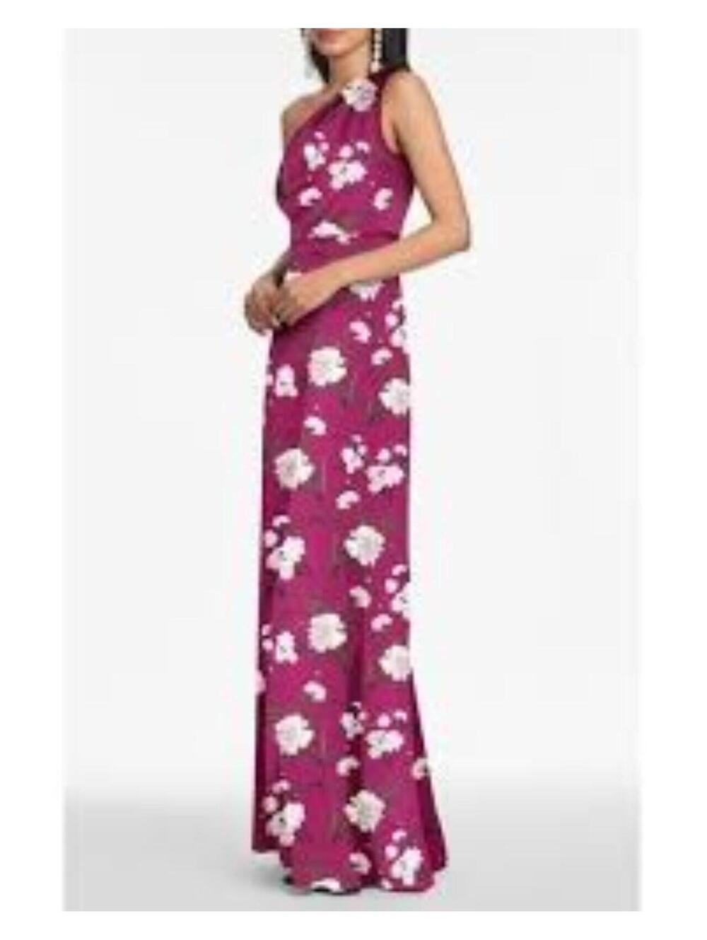 NEW Sachin & Babi Delphine Printed One-Shoulder Gown in Pink Sz 18W #MD2272